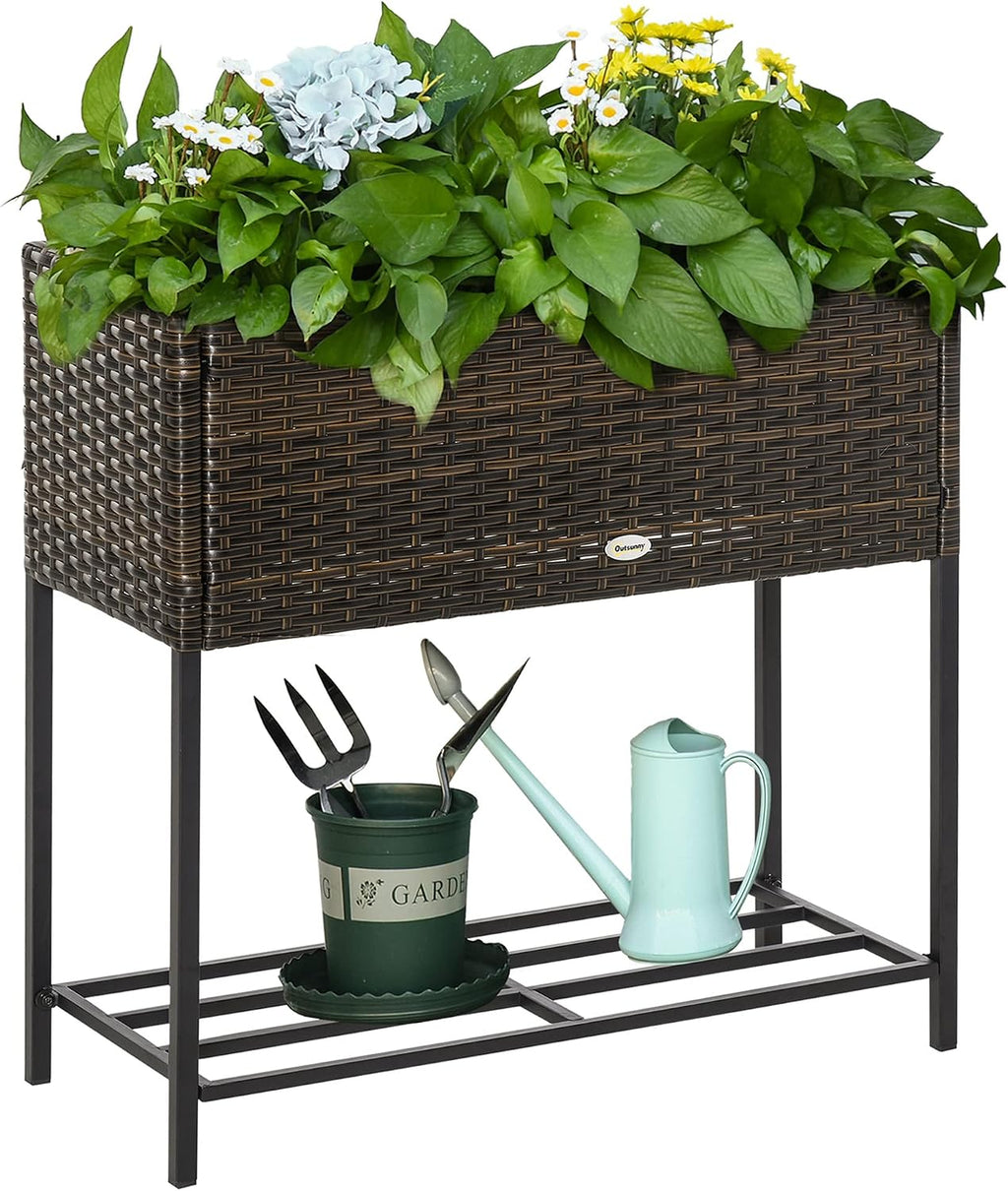 Rattan Look Elevated Garden Bed
