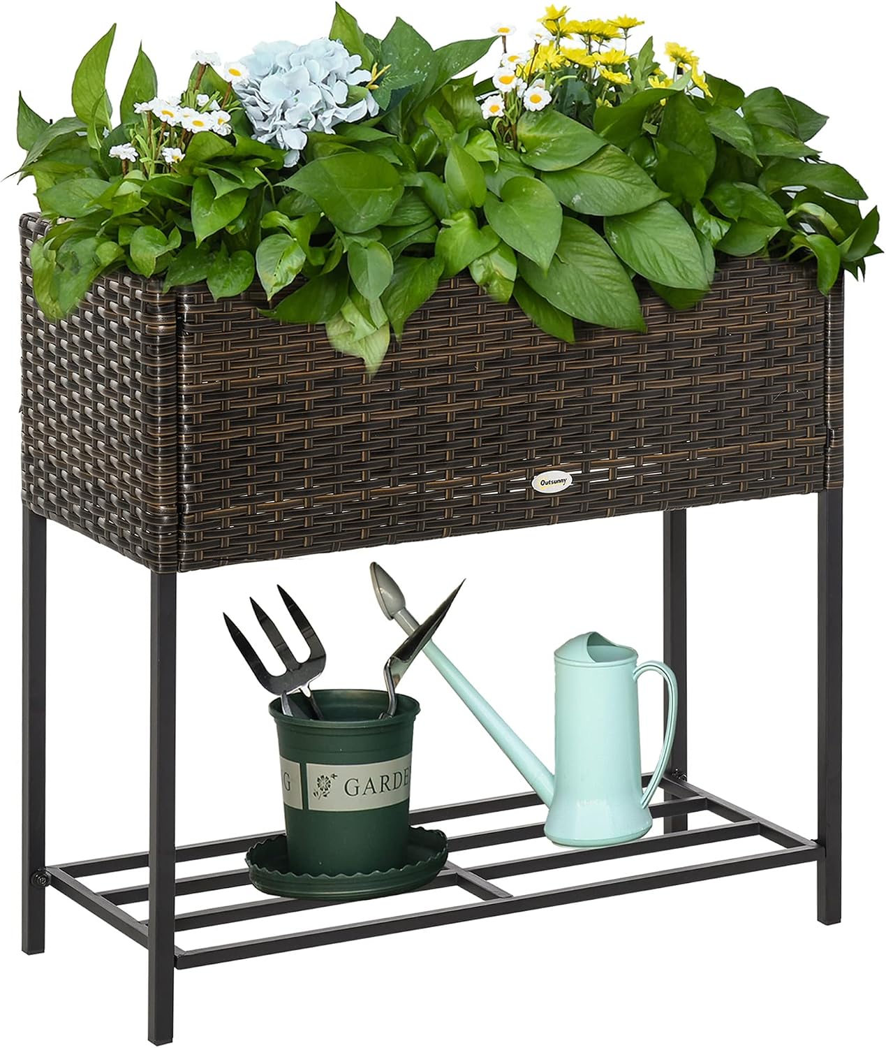 Rattan Look Elevated Garden Bed