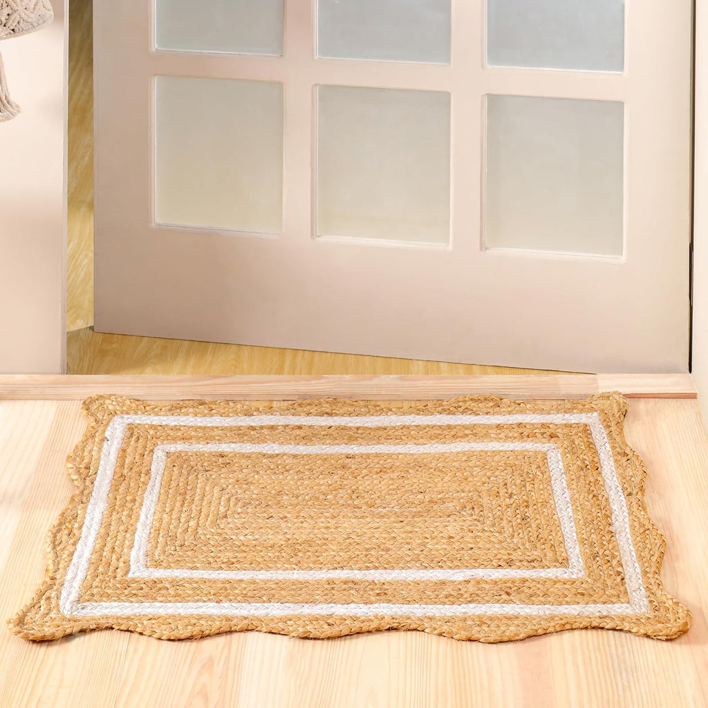 Natural Wave Handwoven Braided Jute Entry Rug 2x3 Feet