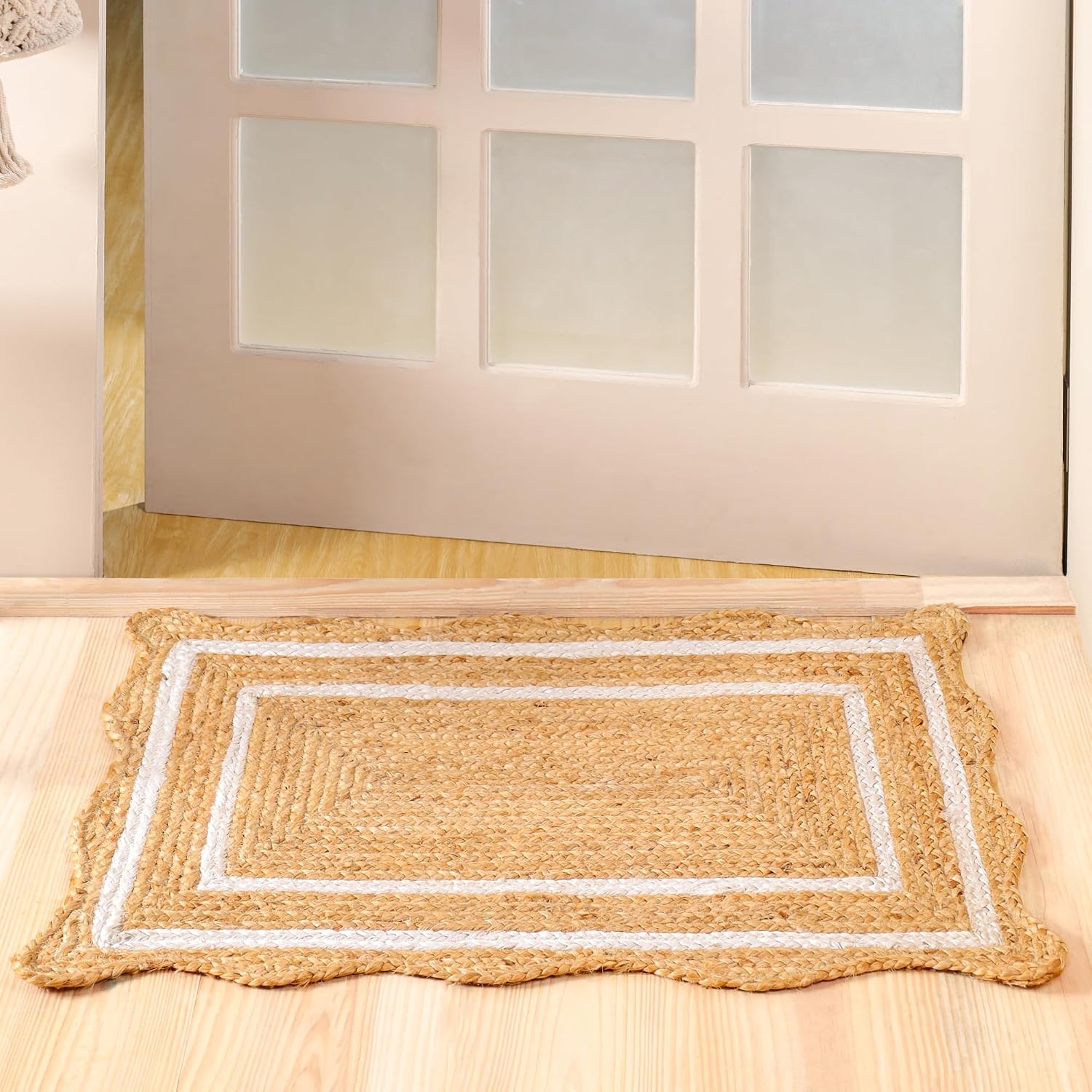 Natural Wave Handwoven Braided Jute Entry Rug 2x3 Feet