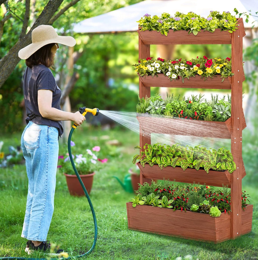 5-Tier Vertical Wood Garden Bed