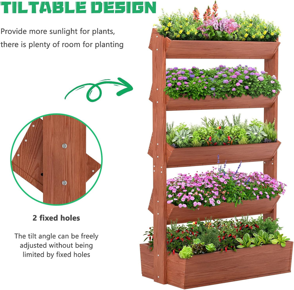 5-Tier Vertical Wooden Garden Bed