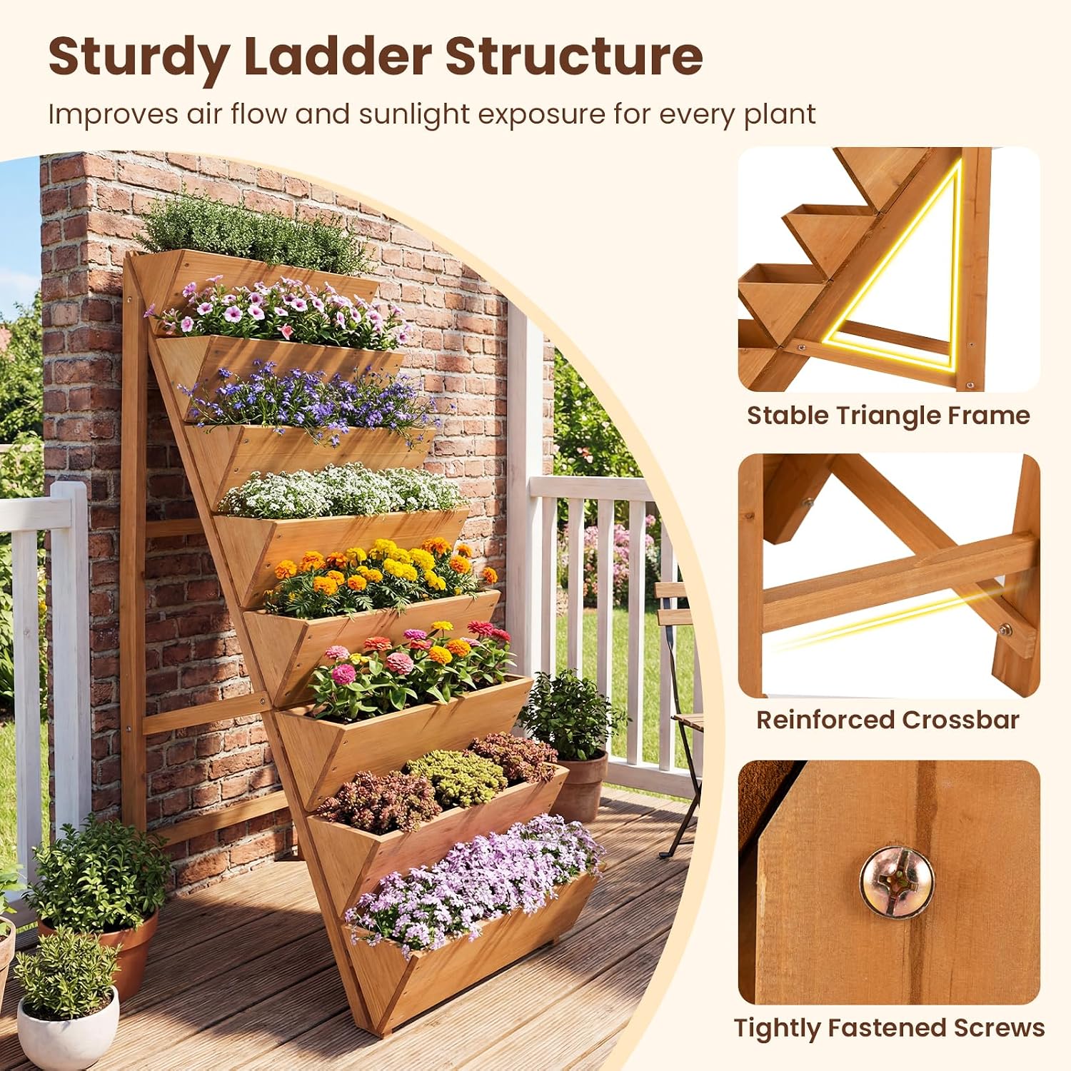 8-Tier Vertical Wood Raised Garden Bed