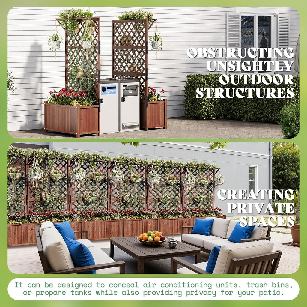Wood Garden Bed with Trellis