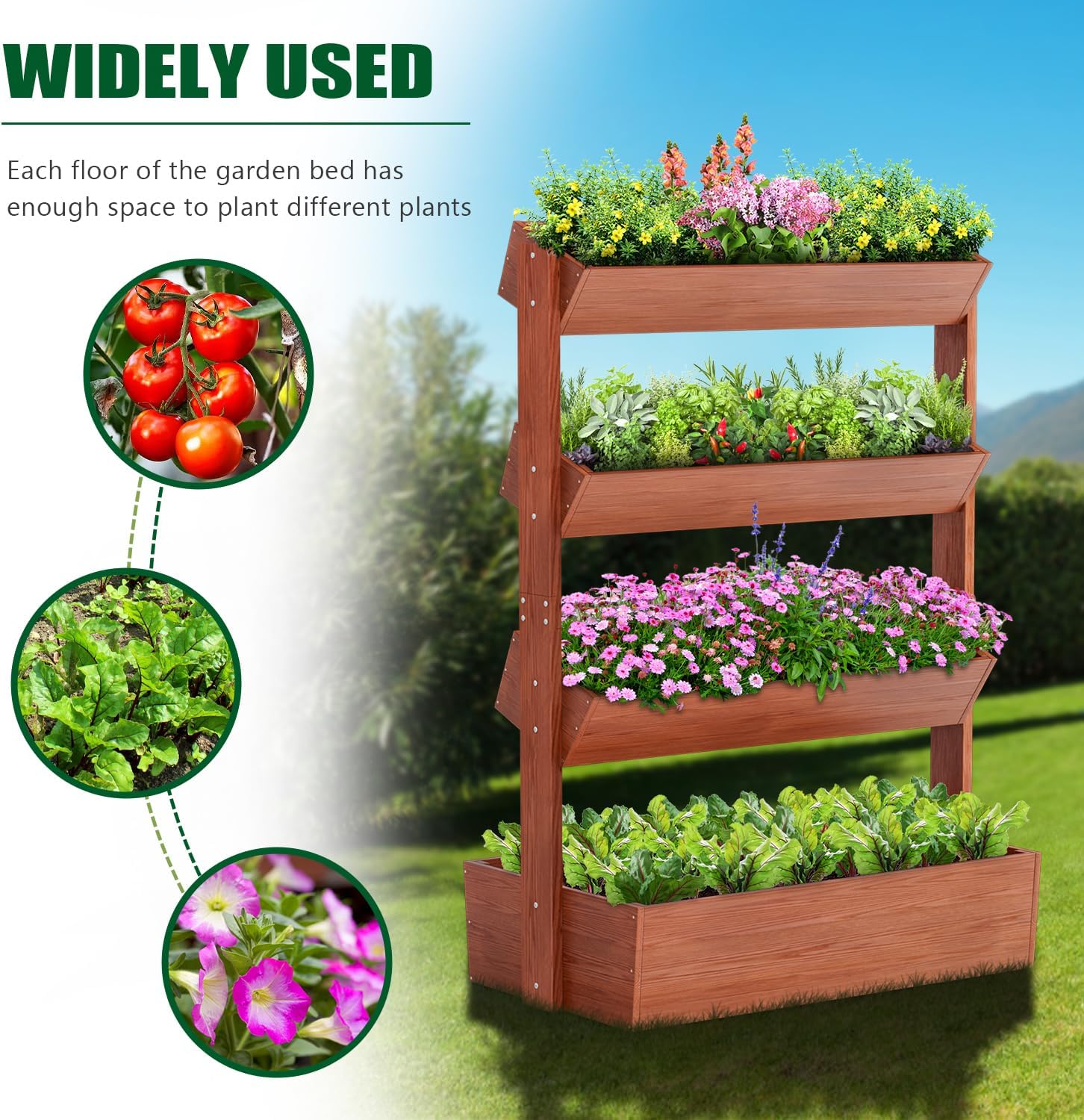 4-Tier Vertical Wood Raised Garden Bed