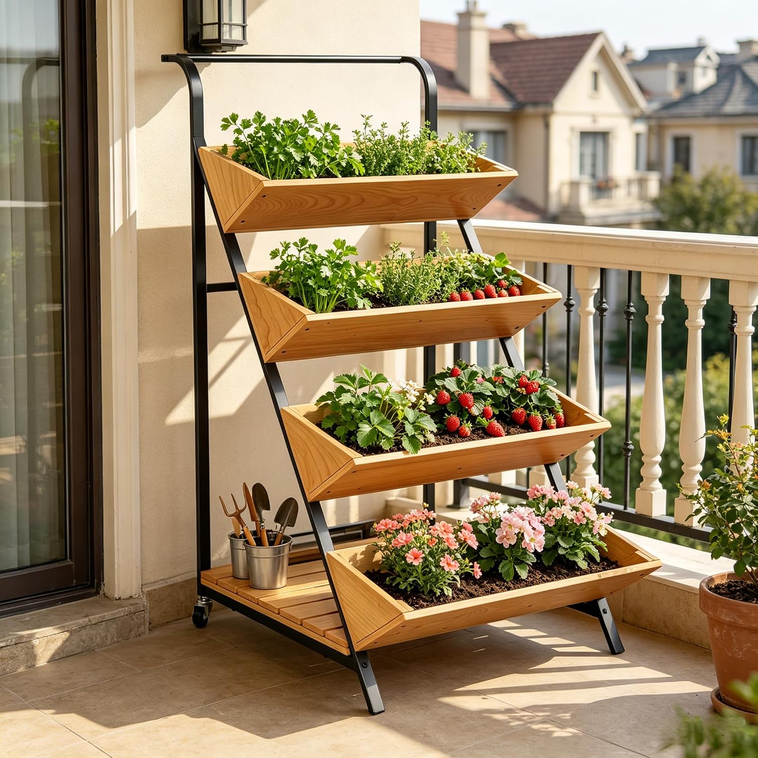 4-Tier Rolling Vertical Garden Planter