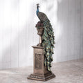 Bronze Peacock Column Vase Sculpture
