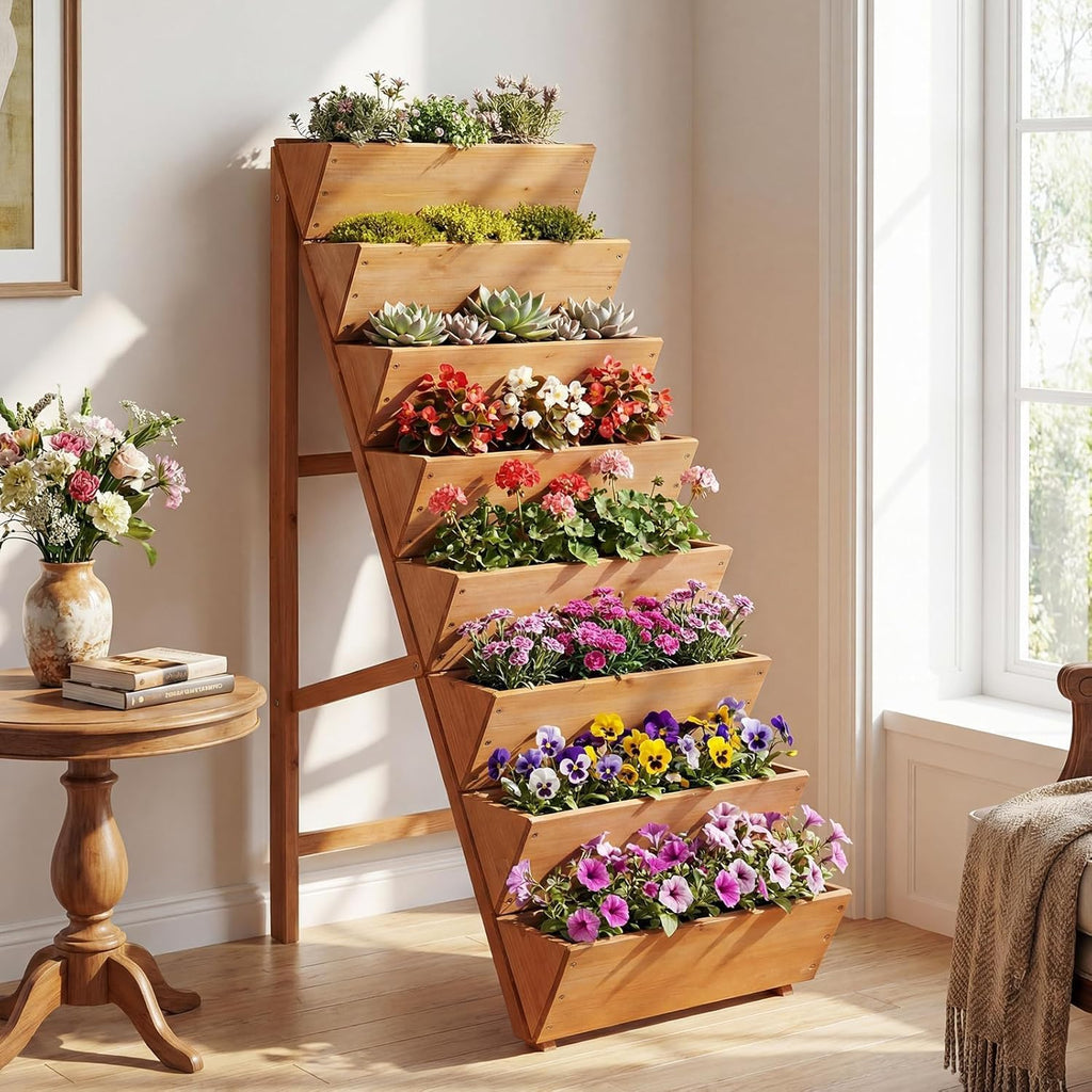 8-Tier Vertical Wood Garden Planter