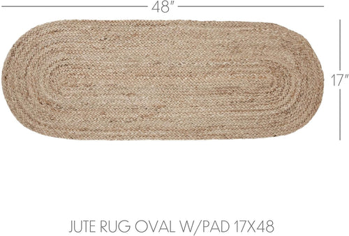 17x48 Oval Braided Jute Rug with Pad