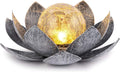 Solar Crackle Glass Globe Lotus Solar Garden Light