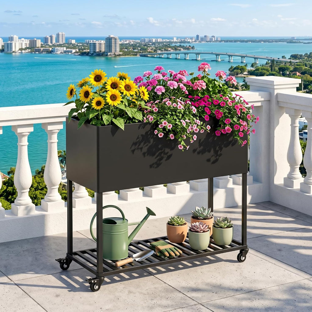 36" Rolling Metal Raised Garden Bed