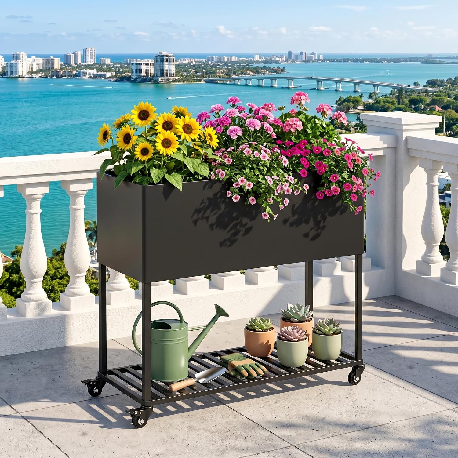 36" Rolling Metal Raised Garden Bed