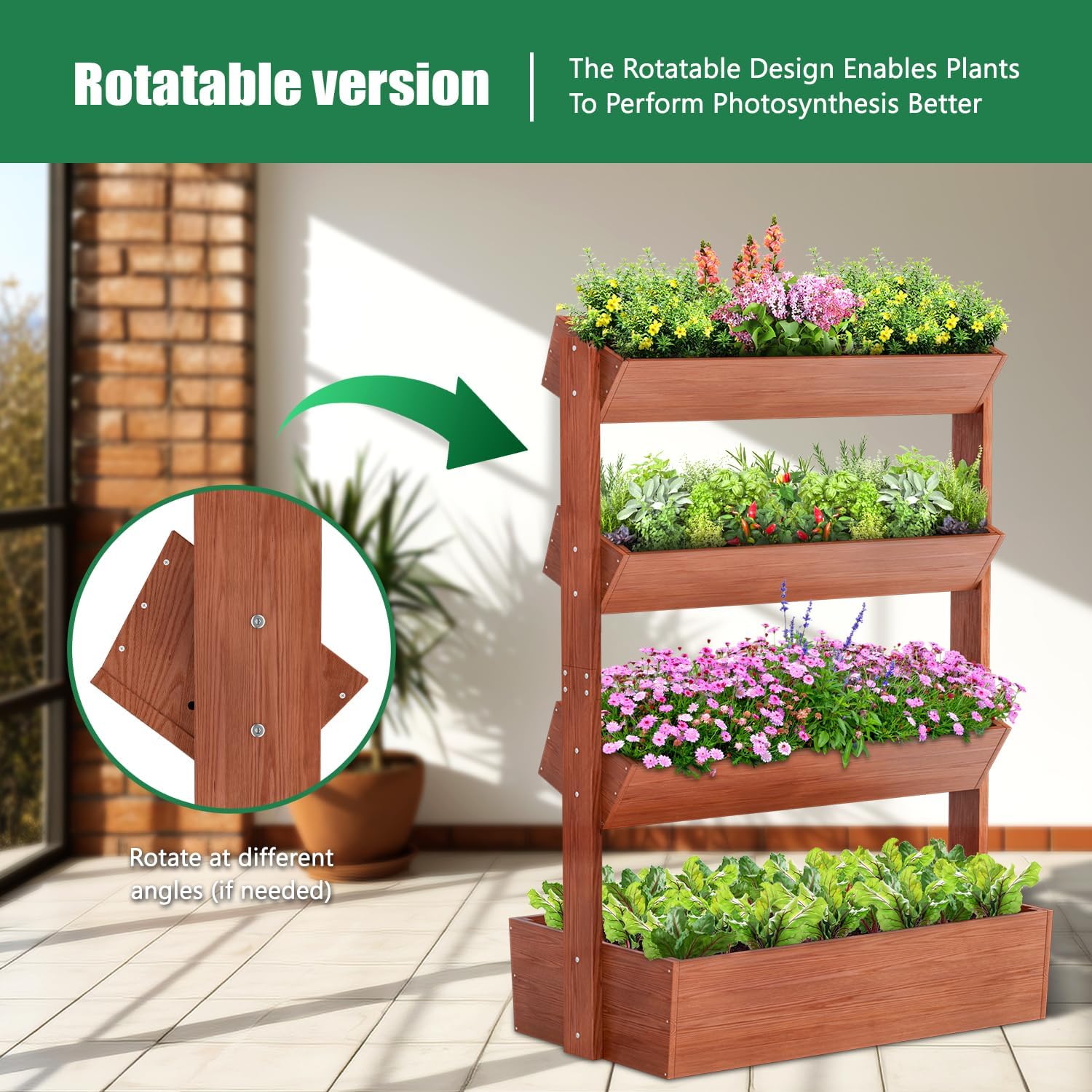 4-Tier Vertical Wood Raised Garden Bed