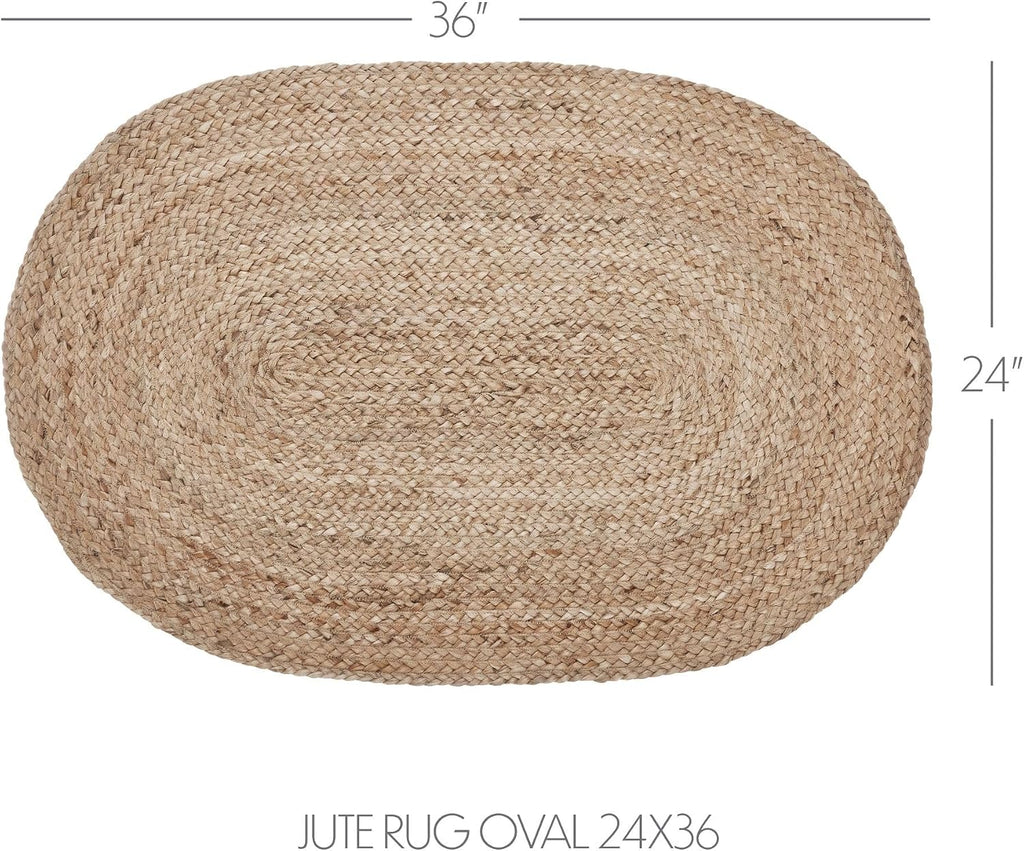 Oval 24x36 Braided Jute Rug with Pad