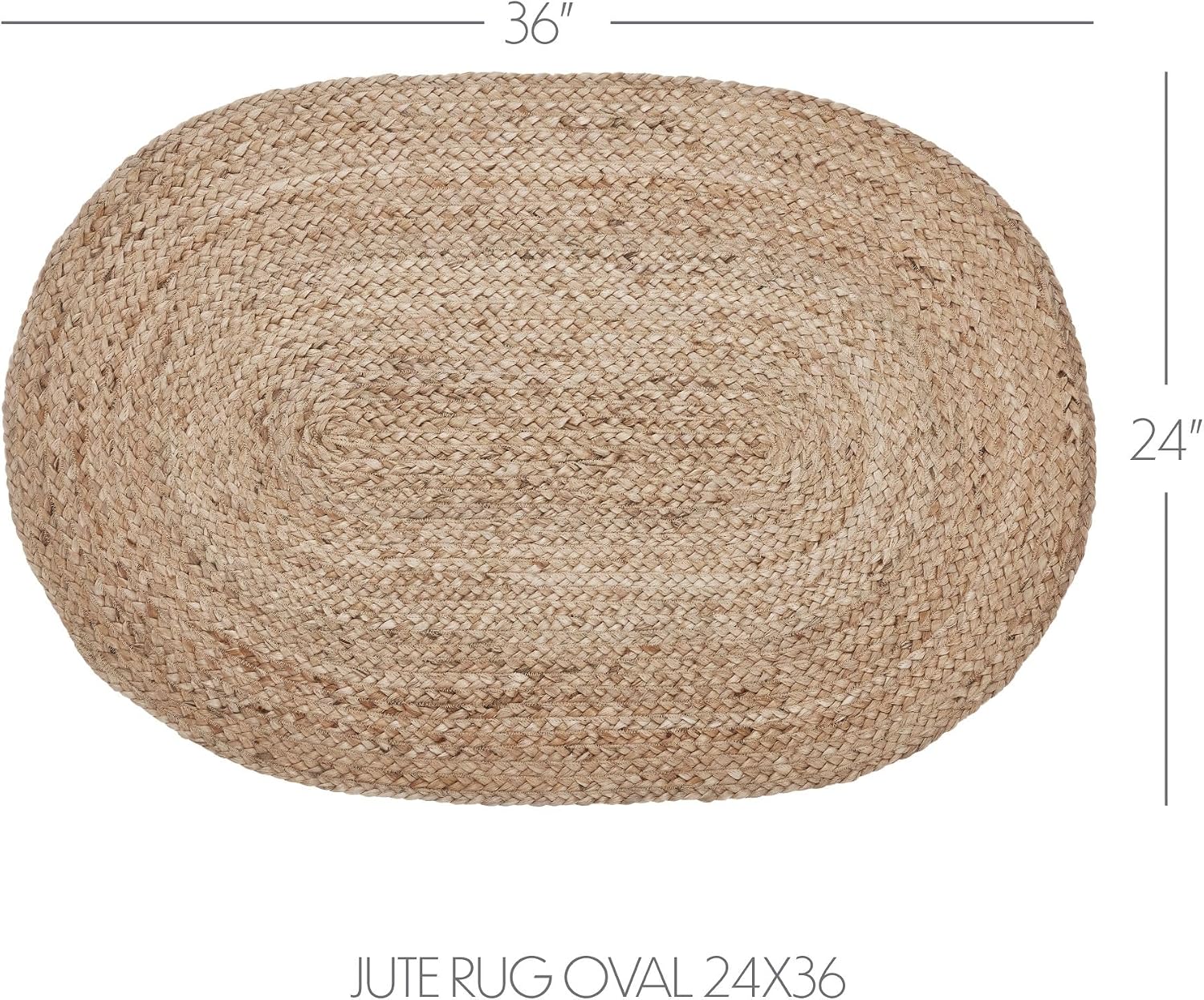 Oval 24x36 Braided Jute Rug with Pad