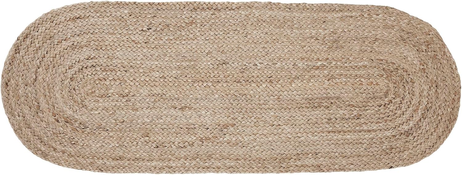 17x48 Oval Braided Jute Rug with Pad