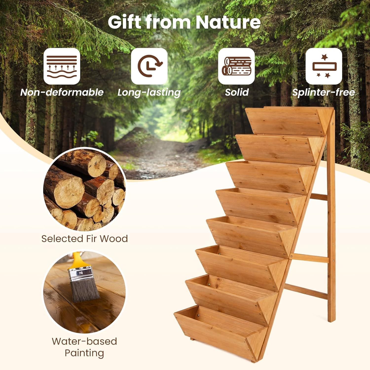 8-Tier Vertical Wood Garden Planter