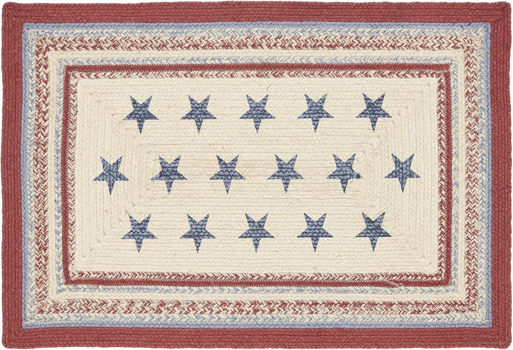 Red Creme Blue Braided Jute Door Mat 20x30