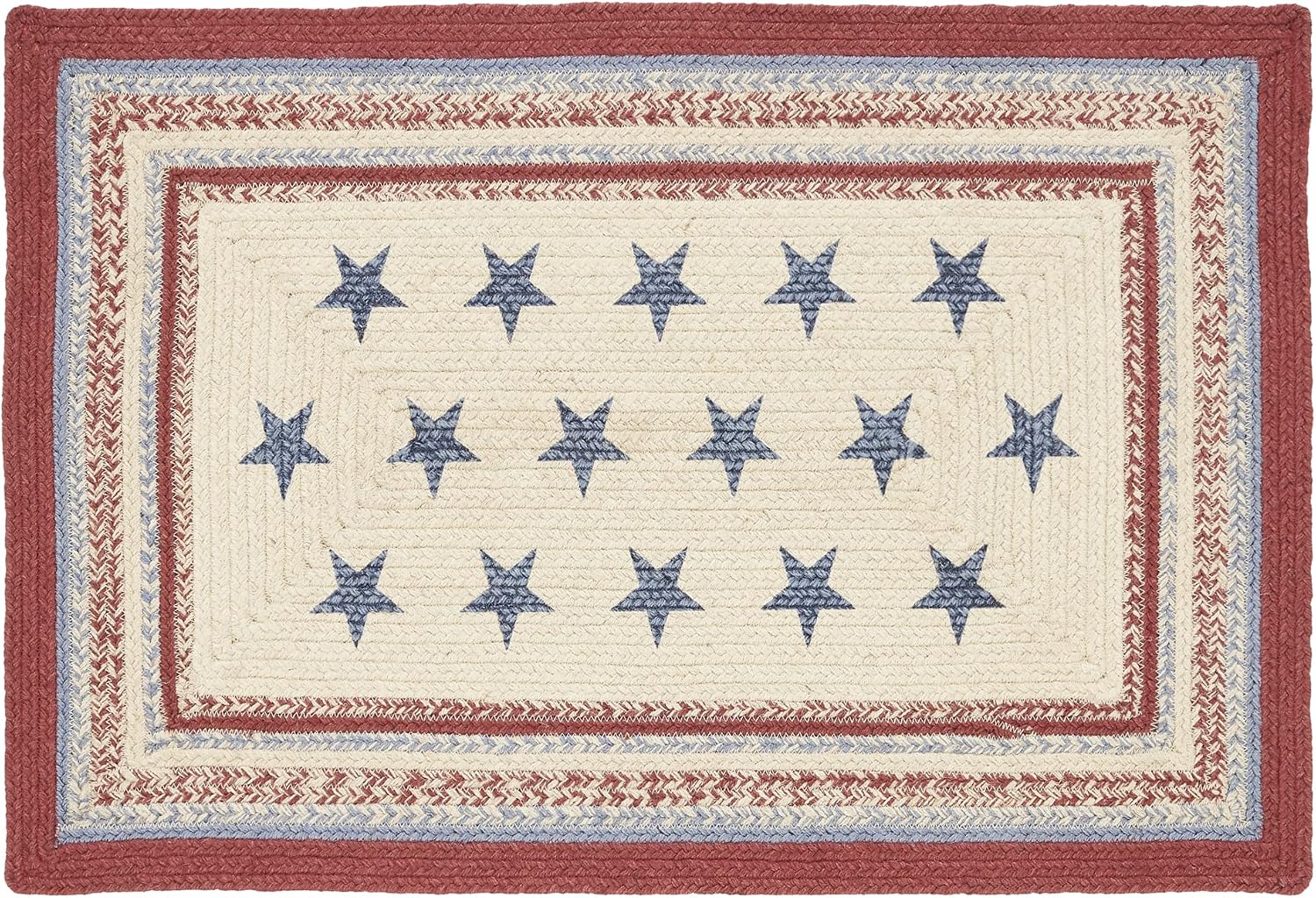 Red Creme Blue Braided Jute Door Mat 20x30