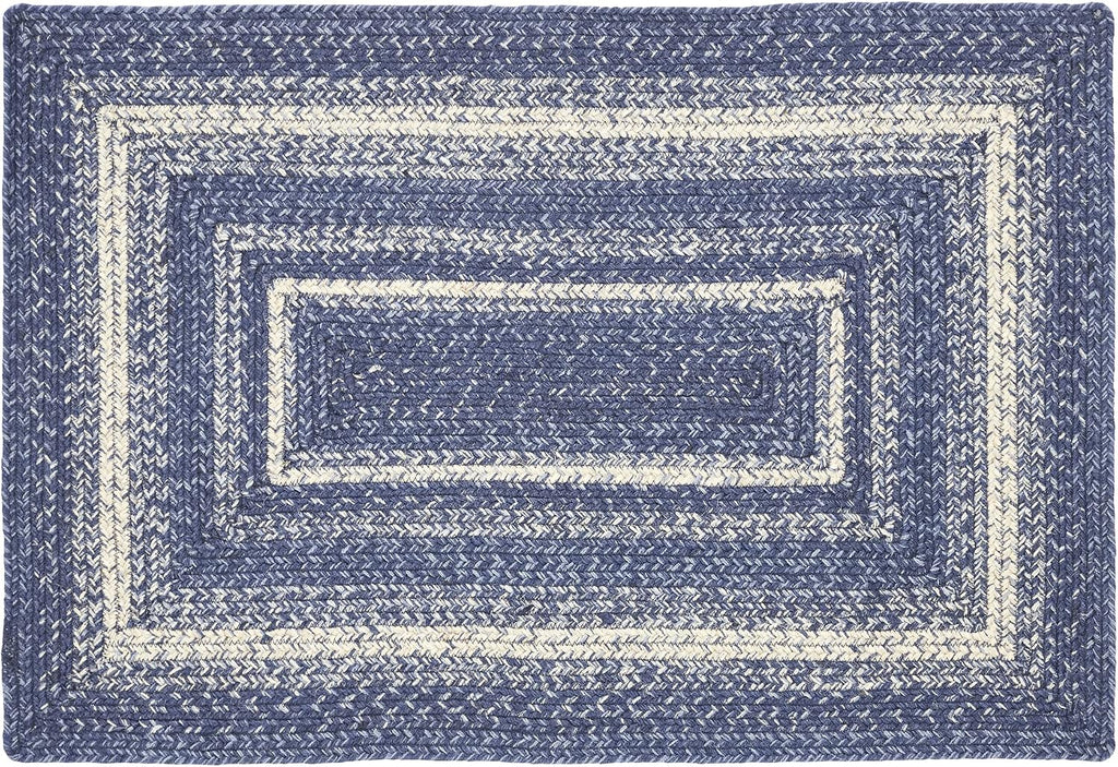 Great Falls Blue Braided Jute Door Mat 24x36 with Non-Skid Pad