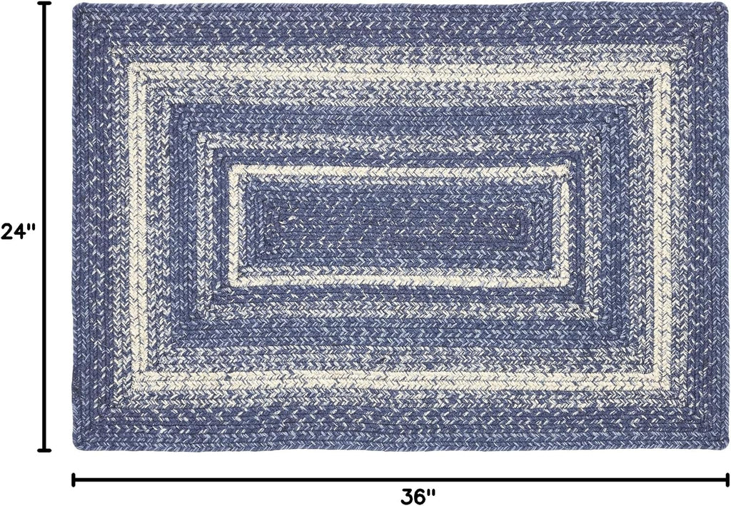 Great Falls Blue Braided Jute Door Mat 24x36 with Non-Skid Pad