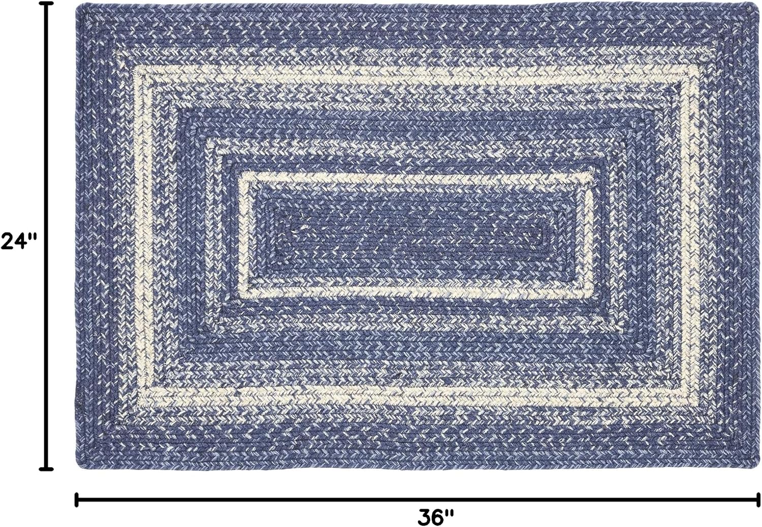 Great Falls Blue Braided Jute Door Mat 24x36 with Non-Skid Pad