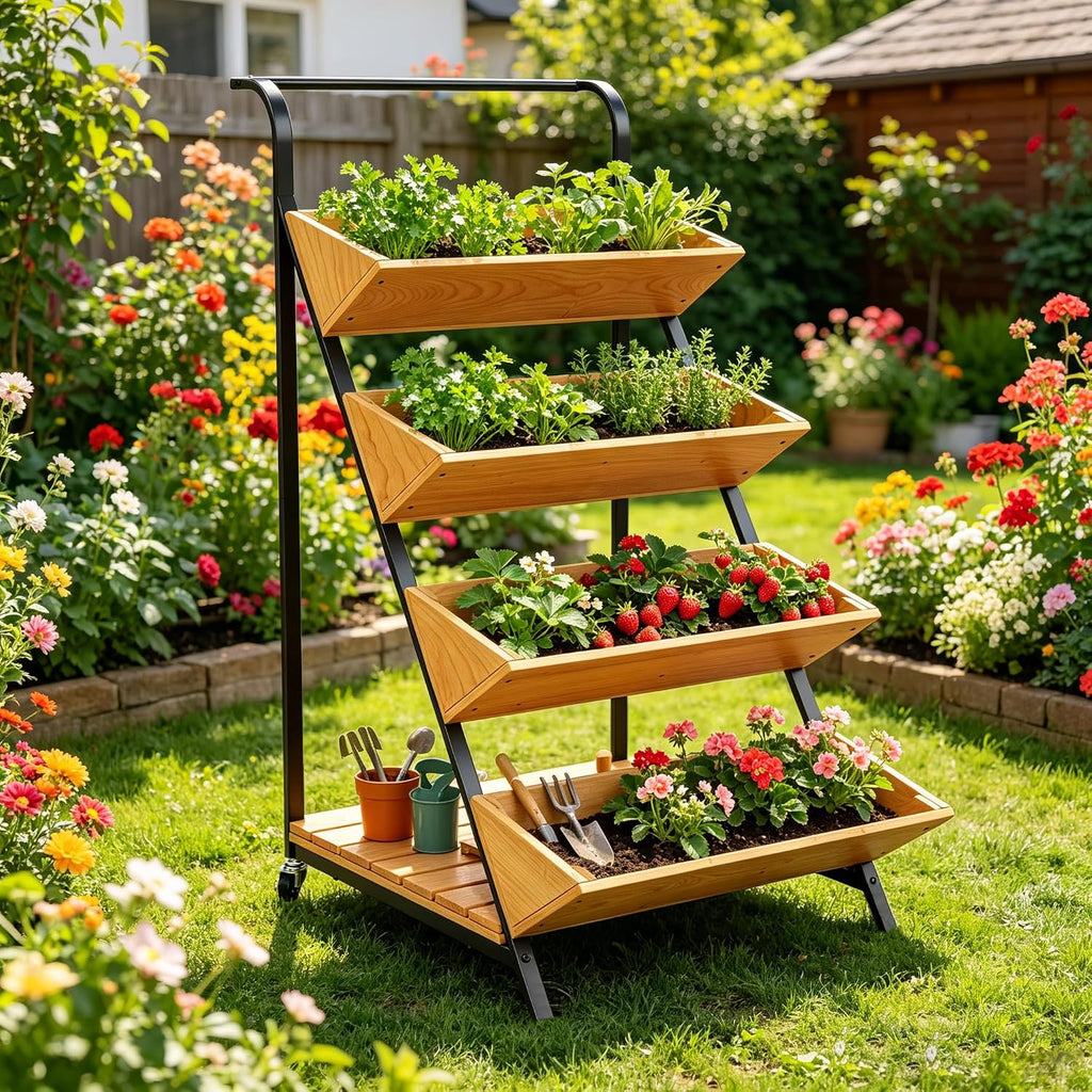 4-Tier Rolling Vertical Garden Planter