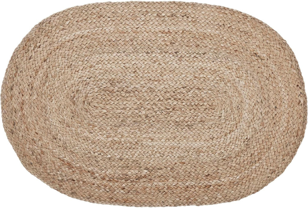 Oval 24x36 Braided Jute Rug with Pad