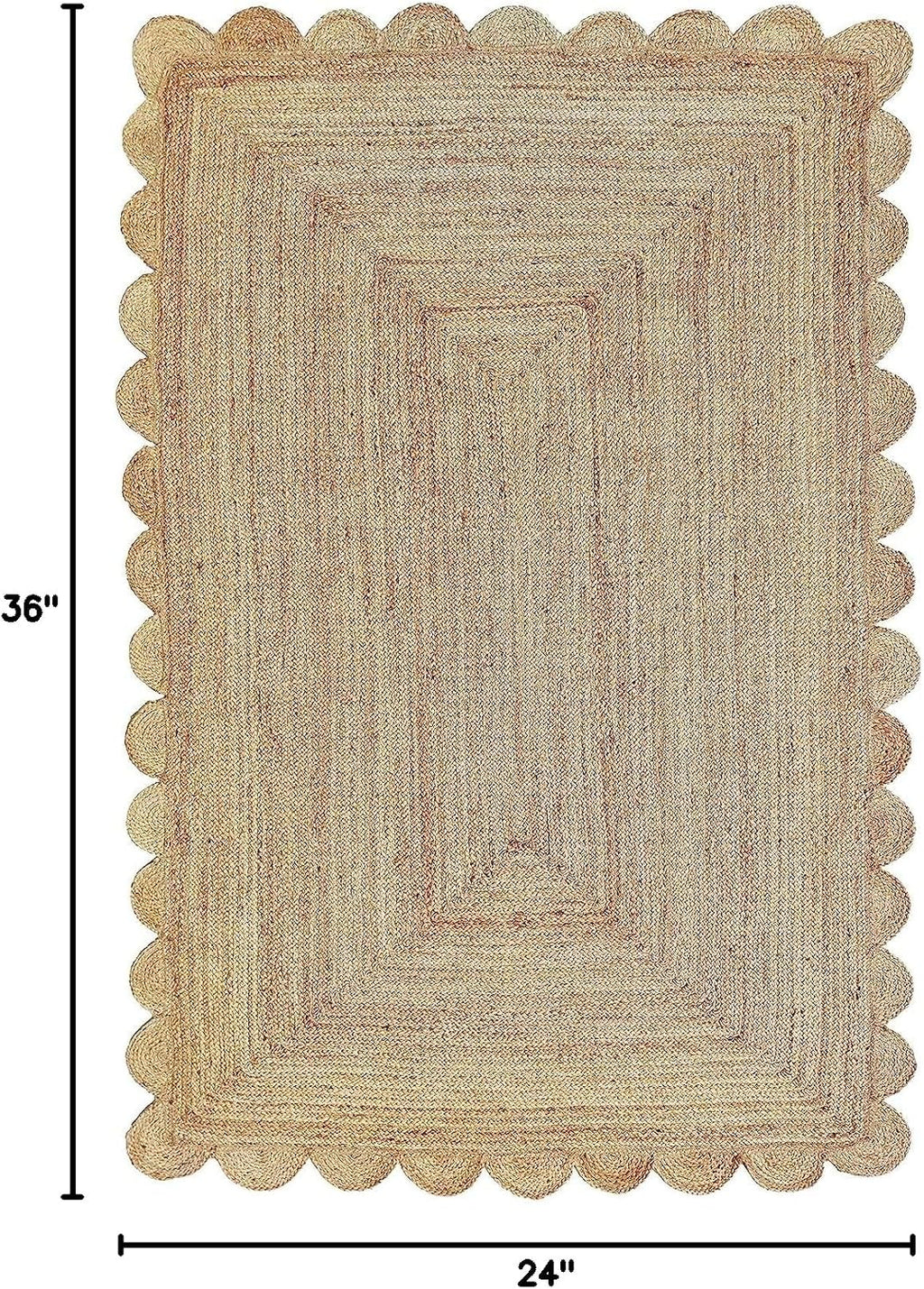 2x3 Scalloped Handwoven Jute Rug