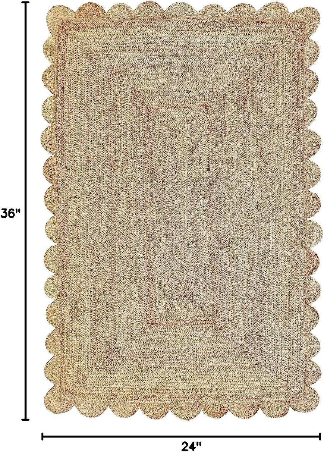 2x3 Scalloped Handwoven Jute Rug