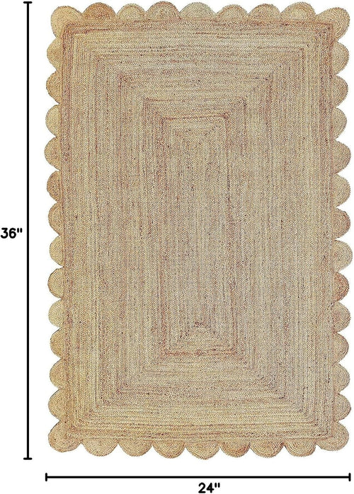 2x3 Scalloped Handwoven Jute Rug