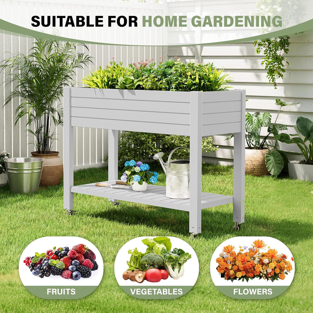 33.7in Rolling Resin Garden Planter