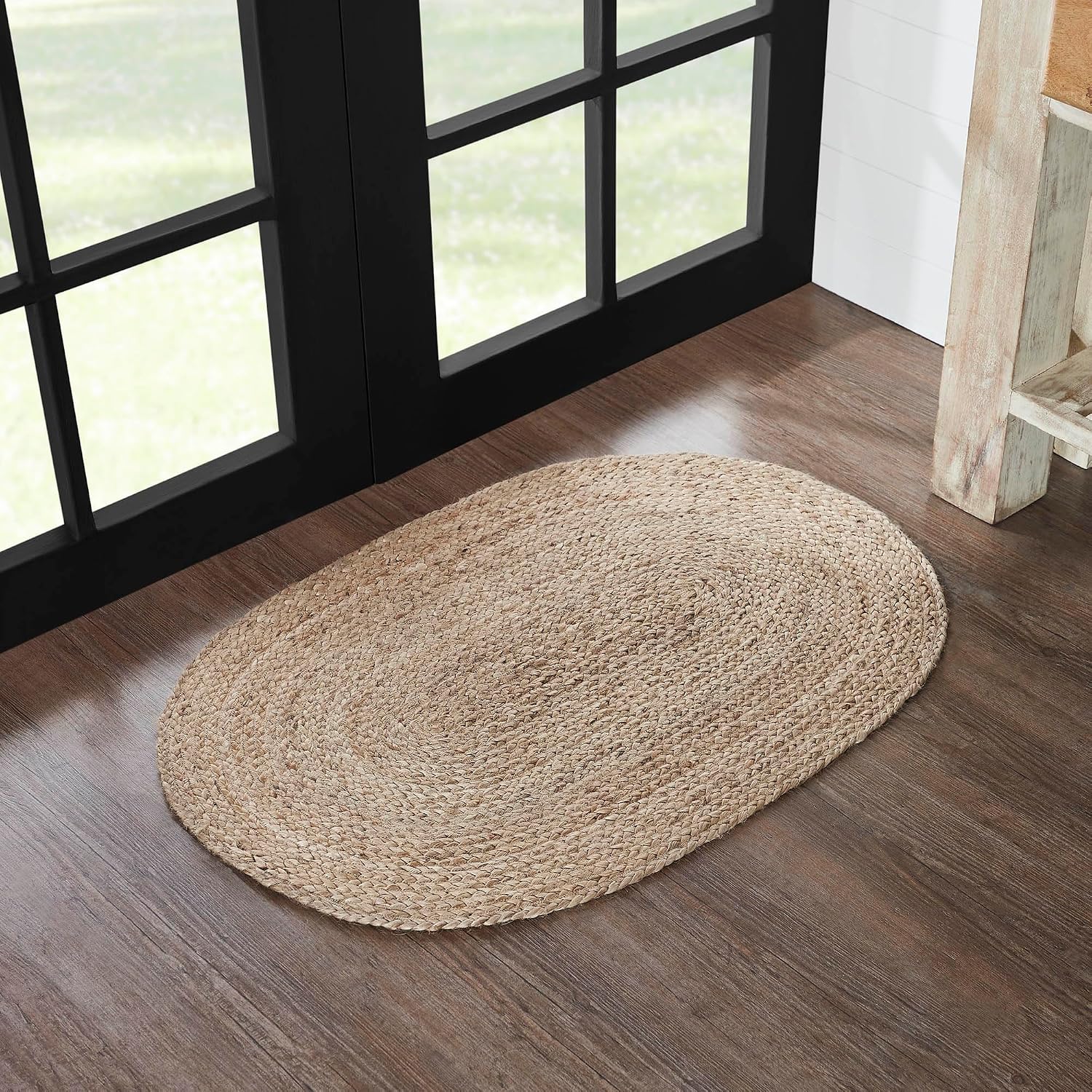 Oval 24x36 Braided Jute Rug with Pad