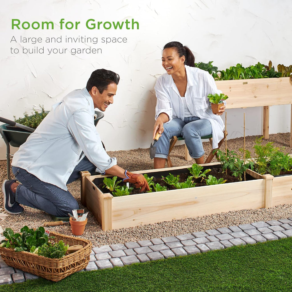 Natural Wood Raised Garden Bed 8x2ft