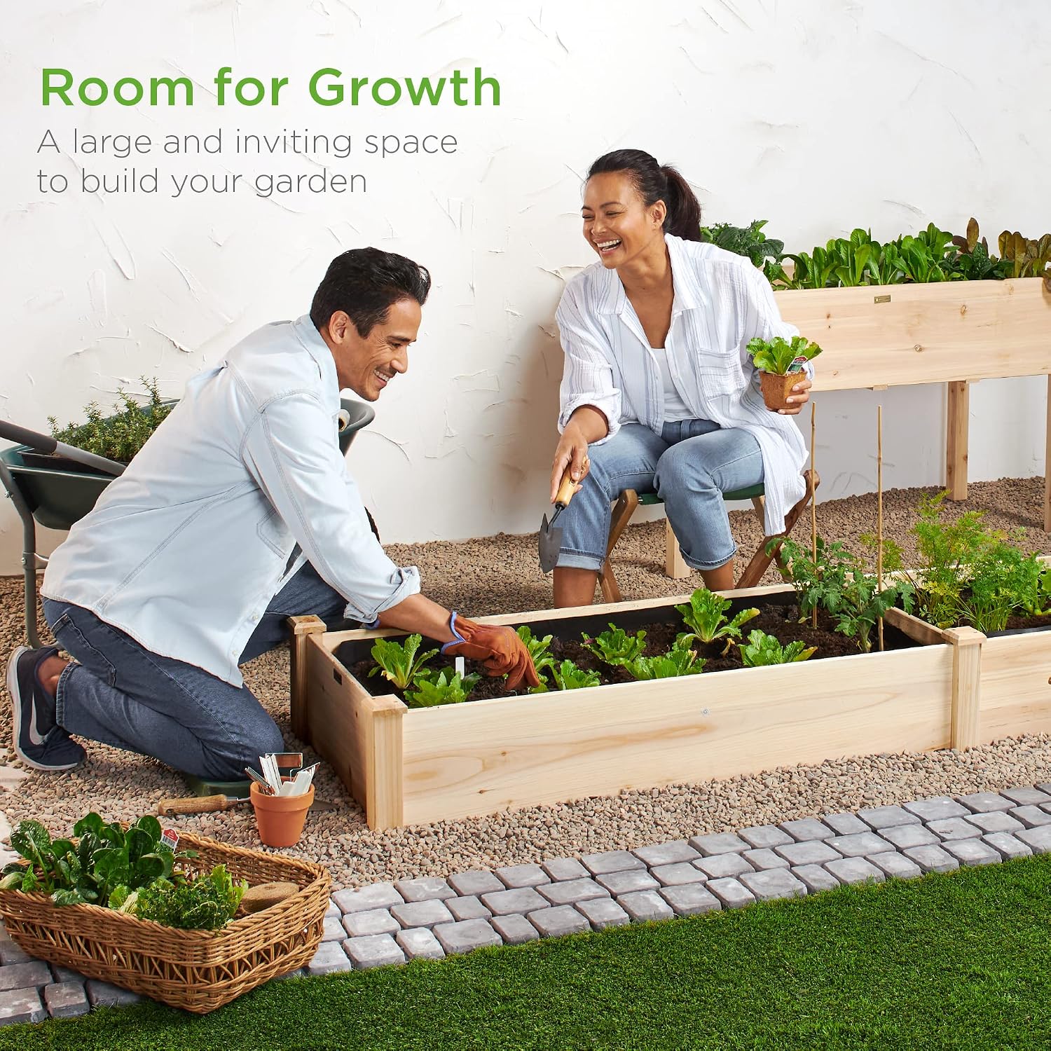 Natural Wood Raised Garden Bed 8x2ft