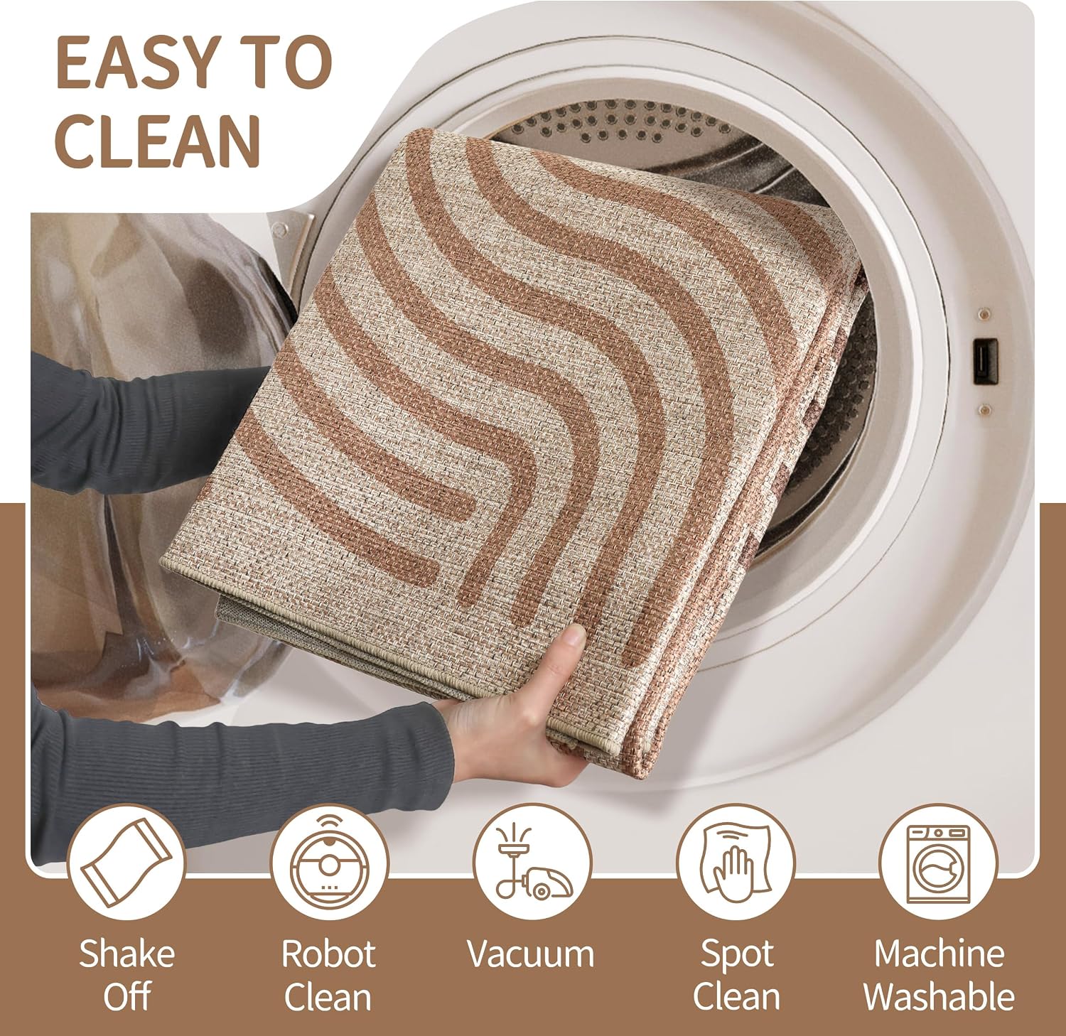 3x5 Brown Washable Jute Entry Rug