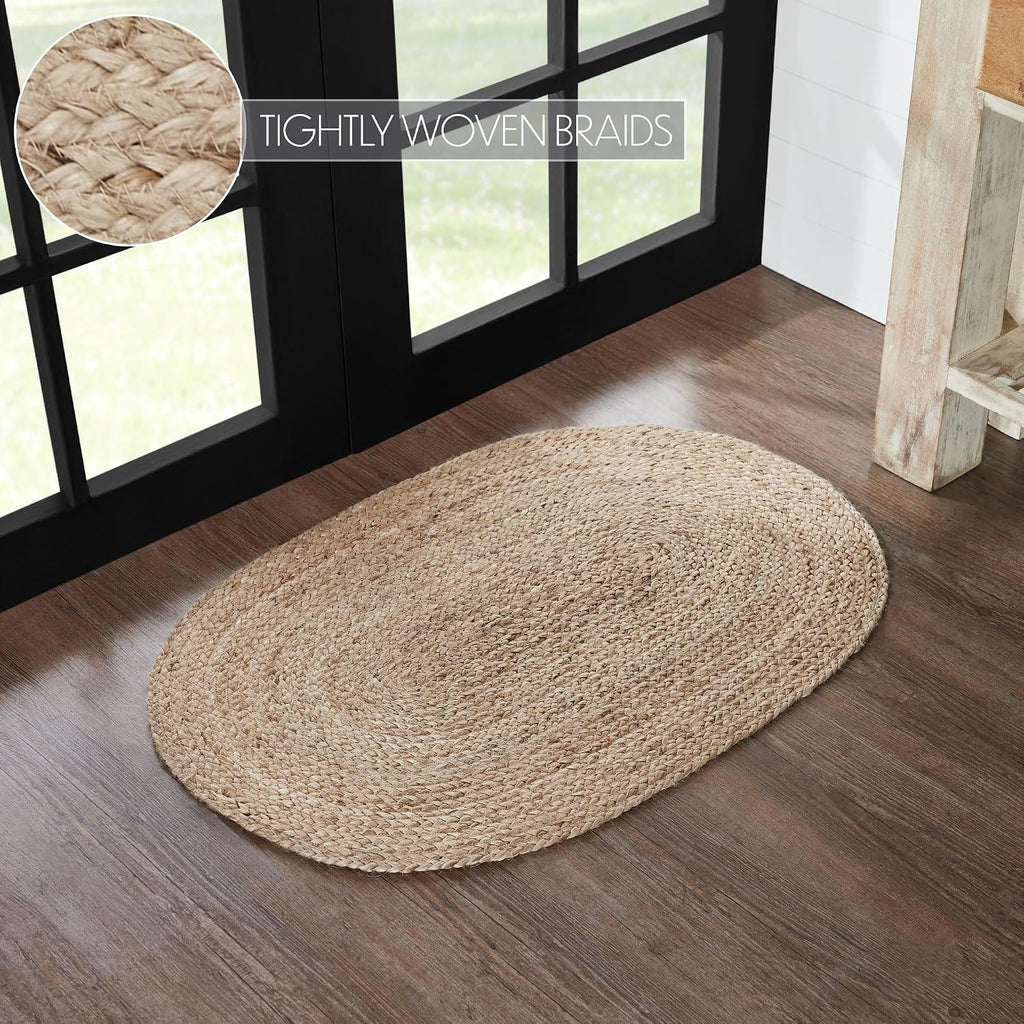 Oval 24x36 Braided Jute Rug with Pad