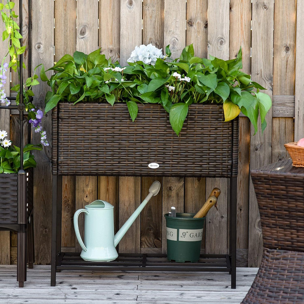 Rattan Look Elevated Garden Bed