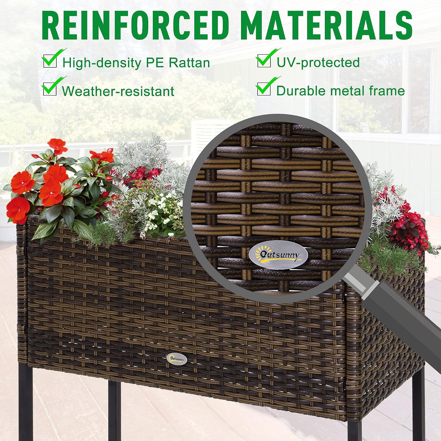 Rattan Look Elevated Garden Bed