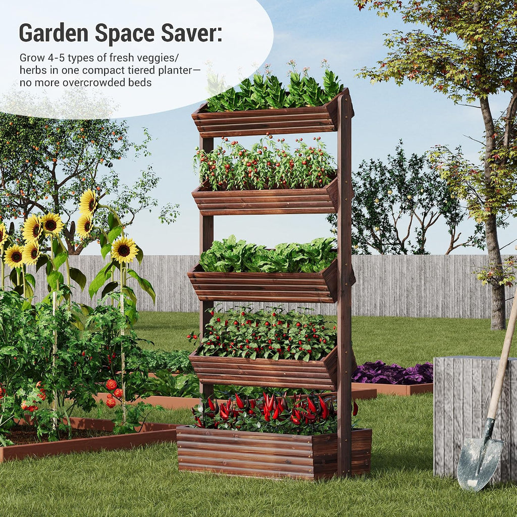5-Tier Carbonized Wood Garden Planter