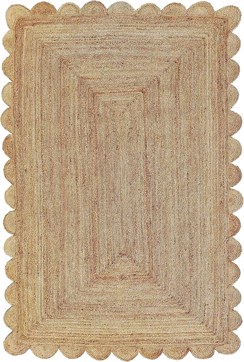 2x3 Scalloped Handwoven Jute Rug