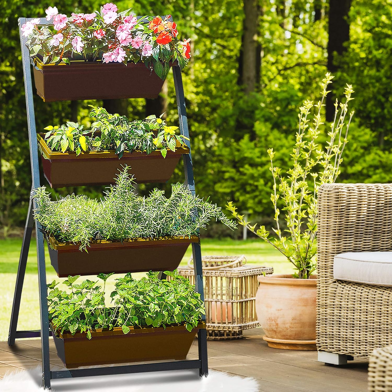 4ft Vertical Wood Raised Garden Bed