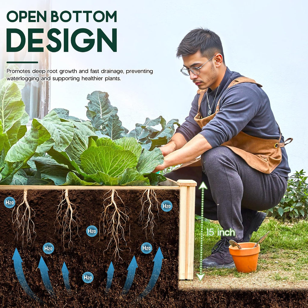 Wood Raised Garden Bed 8x4ft