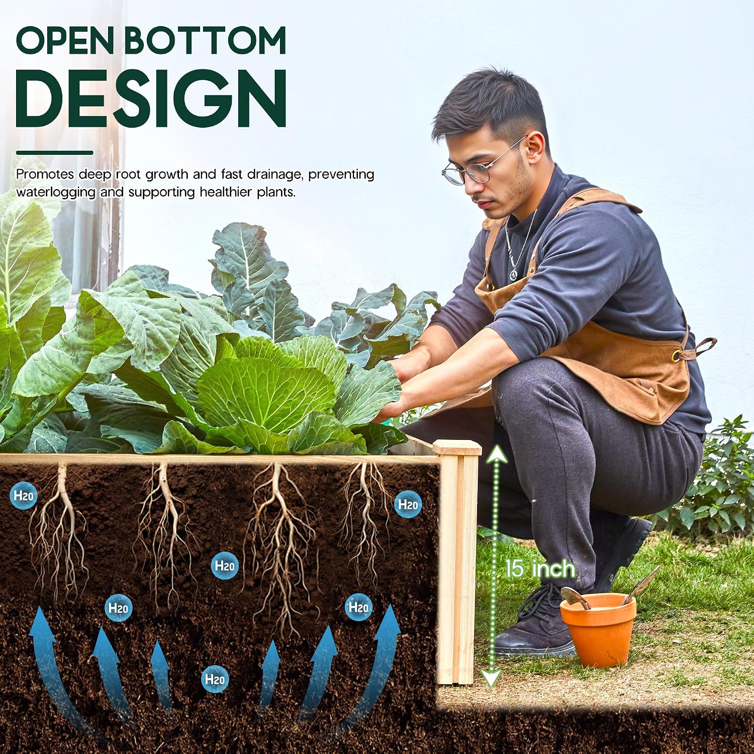 Wood Raised Garden Bed 8x4ft