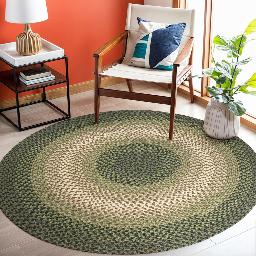 Green Oval Braided Area Rug Made in USA