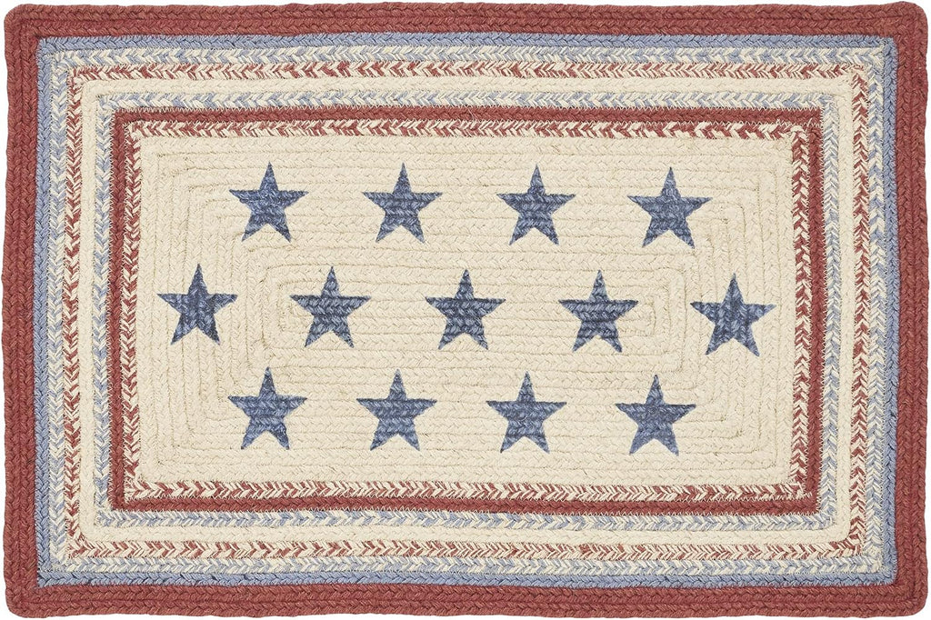 Red Creme Blue Braided Jute Door Mat 20x30