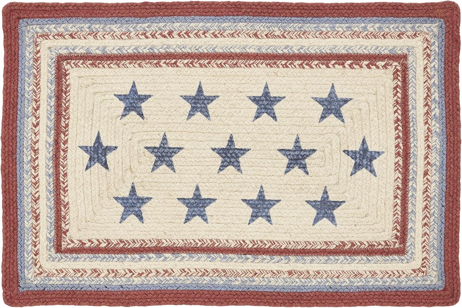 Red Creme Blue Braided Jute Door Mat 20x30