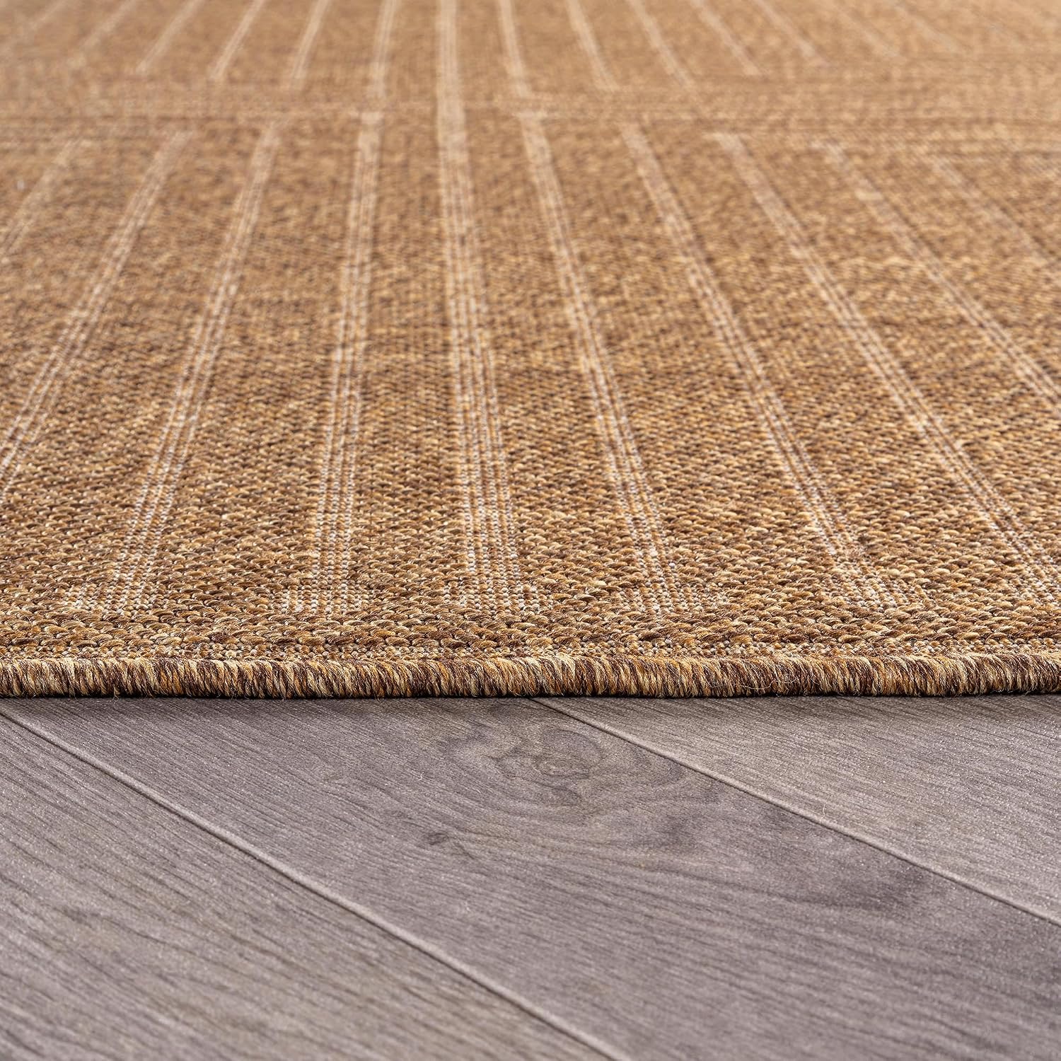 Sand Geometric Flat Woven Indoor Outdoor Rug 2'x3'