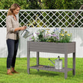 Gray Wheeled Elevated Garden Planter
