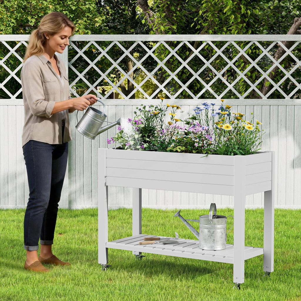 33.7in Rolling Resin Garden Planter